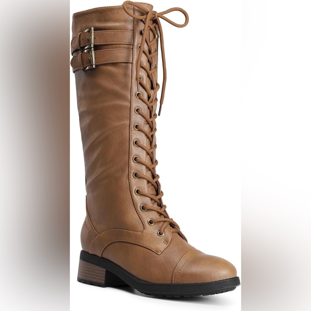 Dream Pairs‎ Georgia Knee High Riding Boots Vegan Faux Fur Brown Size 11 New